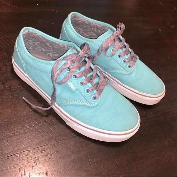 grey and turquoise vans